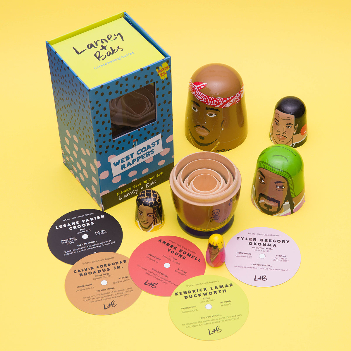 Iconic West Coast Rappers Russian Matryoshka Nesting Dolls| Larney